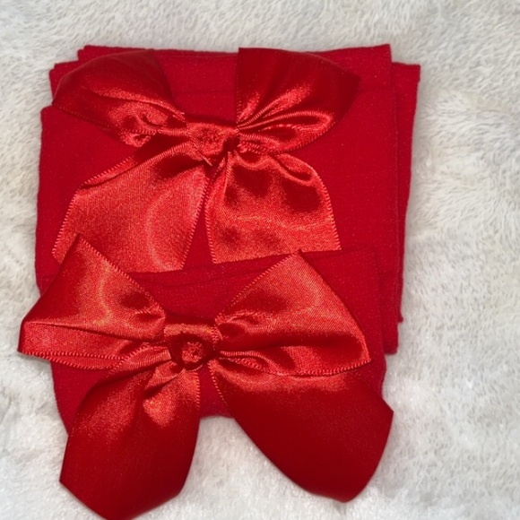 New- Red Bow Accent Thigh High Stocking Socks - Picture 3 of 5
